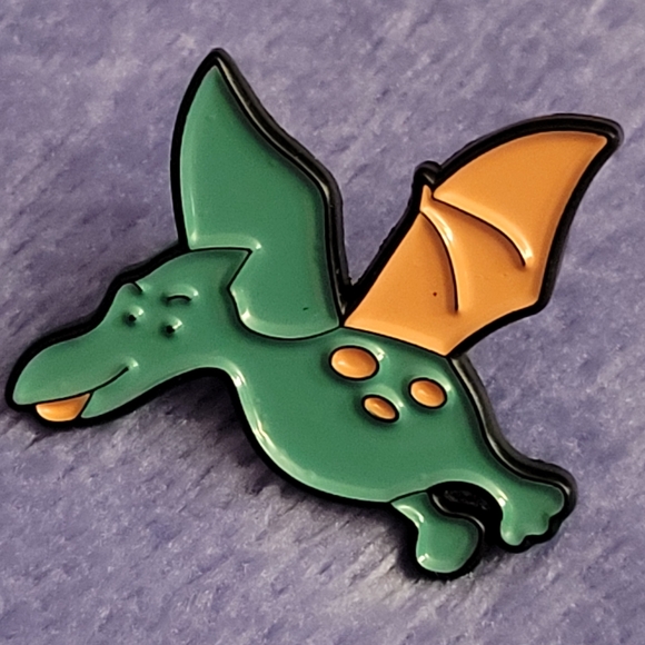 Pterodactyl Blue Flying Dino Enamel Pin - Picture 9 of 10